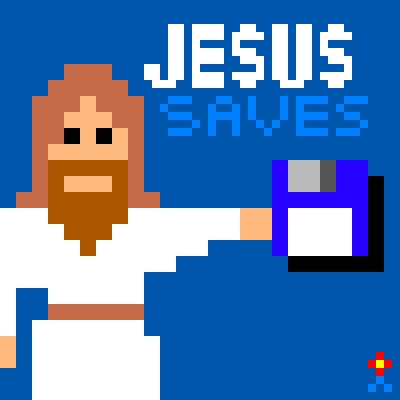 Funny Sign 100x100 on Piq   Pixel Art    Jesus Saves   100x100 Pixel  By Jmgandalf